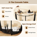 2-tier Tempered Glass Console Table with Clear Glass Top and Open Shelf