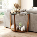 2-tier Tempered Glass Console Table with Clear Glass Top and Open Shelf