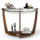 2-tier Tempered Glass Console Table with Clear Glass Top and Open Shelf