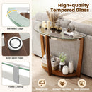 2-tier Tempered Glass Console Table with Clear Glass Top and Open Shelf