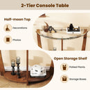2-tier Tempered Glass Console Table with Clear Glass Top and Open Shelf