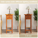 2 Tier Slim Nightstand Bedside Table with Drawer Shelf