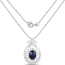 4.50 Carat Genuine Blue Sapphire .925 Sterling Silver Pendant