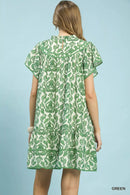 Umgee Abstract Print Babydoll Mini Dress