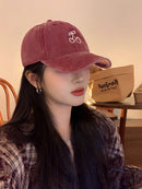 Cherry Embroidered Wide Brim Baseball Cap