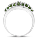 2.41 Carat Genuine Chrome Diopside and White Topaz .925 Sterling Silver Ring