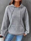 Full Size Textured Kangaroo Pocket Hoodie Plus Size