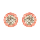 14K Yellow Gold Plated .925 Sterling Silver 1.0 Cttw Round Brilliant Cut Diamond Solitaire Milgrain Stud Earrings (K-L Color, I2-I3 Clarity)