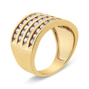 10K Yellow Gold Plated .925 Sterling Silver 1 1/2 Cttw Diamond 4 Row Channel Band Ring (Champagne Color, I2-I3 Clarity) Size 7