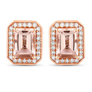 1.82 Carat Genuine Morganite and White Diamond 14K Rose Gold Earrings