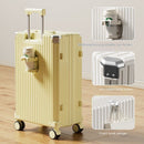 Password-Protected Genuine Leather Trolley Case for Men and Women