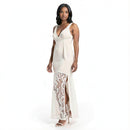 Bebe L/S Hi Low Lace Maxi Dress, Size Small