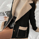Suede-and-corduroy-blend Lambswool Coat For Women
