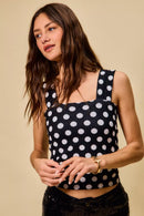 SO ME Polka Dot Knit Crop Seamless Casual Tank
