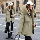 Fleece-lined Thickened Cotton Clothing Female Large Fur Collar Quilted Jacket
