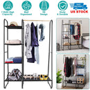 Metal Garment Hanging Rack Shoe Clothing Organizer Shelves Freestanding Clothing Hanging Rail Clothes Wardrobe Shoe Display Organizer with 1 Hanging R