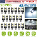 20Pcs T10 SMD5050 LED Light Bulbs 6000K Wedge Light Lamps Dome Map License Plate Car Interior Festoon Lights Kits