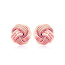 14k Rose Gold Love Knot with Ridge Texture Earrings