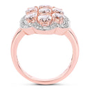 3.06 Carat Genuine Morganite and White Diamond .925 Sterling Silver Ring