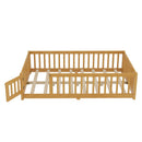Montessori Floor Bed with Safety Guardrails - Pine Wood