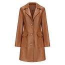 Long Leather Trench Coat Fashionable Outerwear For Women