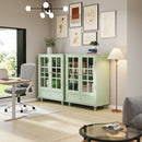 Buffet Cabinet with Glass Doors and Adjustable Shelves