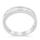 .925 Sterling Silver 1/3 Cttw Baguette Cut Diamond Channel Set Stackable Wedding Ring (H-I Color, I1-I2 Clarity) - Size 6-3/4
