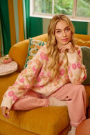 BiBi Towel Texture Floral Pattern Sweater
