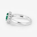 0.86 Carat Genuine Zambian Emerald and White Diamond 14K White Gold Ring