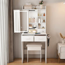 Vanity Desk Set with LED Lighted Mirror & Padded Stool