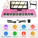 61 Keys Digital Music Electronic Keyboard Electric Musical Piano Instrument Kids Learning Keyboard w/ Stand Microphone For Beginners