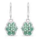 2.48 Carat Genuine Zambian Emerald and White Zircon .925 Sterling Silver Earrings