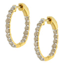 10K Yellow Gold Plated Sterling Silver Diamond Hoop Earrings (2 cttw, K-L Color, I2-I3 Clarity)