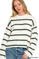 Zenana Wool Blend Striped Sweater