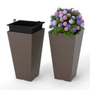 Set of 2 Square Taper Planter with Removable Inner Bucket and Optional Drainage Hole
