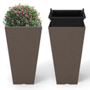 Set of 2 Square Taper Planter with Removable Inner Bucket and Optional Drainage Hole