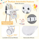 3-In-1 Convertible Highchair with Adjustable Height and 5-Point Safety Belt and Lockable Wheels