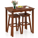 3-Piece Bar Table Set with Pub Table and 2 Saddle Stools