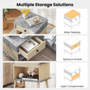 3-Tier Bedside Table Nightstand with Antique Grey Faux Marble Top-Grey
