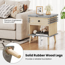3-Tier Bedside Table Nightstand with Antique Grey Faux Marble Top-Grey