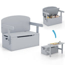 3-in-1 Kids Convertible Storage Bench Wood Activity Table and Chair Set