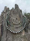 3-pc Sterling Silver Turquoise Heishi & Snaffle Bit Necklace Stack