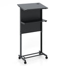 3-Position Height Adjustable Lectern Table with Tilted Tabletop-Black