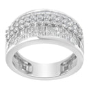 14K White Gold Round and Baguette Diamond Ring (1 1/2 Cttw, F-G Color, SI1-SI2 Clarity) - Size 6-3/4