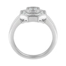 14K White Gold 1.00 Cttw Baguette and Princess-Cut Diamond Cocktail Art Deco Style Ring (H-I Color, SI1-SI2 Clarity) - Size 7