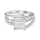 10K White Gold 1/3 Cttw Invisible Set Princess-cut Diamond Cluster Bypass Ring (H-I Color, SI1-SI2 Clarity) - Ring Size 7