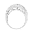 .925 Sterling Silver 1.0 Cttw Channel Set Alternating Round and Baguette Diamond Cross-over Bypass Ring Band (I-J Color, I2-I3 Clarity) - Size 7