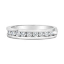 IGI Certified 1/2 Cttw Round Brilliant Cut Diamond 18K White Gold Channel Set Eternity Style Wedding Band Ring (H-I Color, I1-I2 Clarity) - Size 7