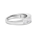 14K White Gold Alternating 1.0 Cttw Round and Baguette Diamond Channel Band Ring