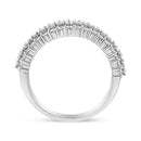 14K White Gold 1.0 Cttw Prong Set Round Diamond Split Shank Three Row Band Ring (H-I Color, I2-I3 Clarity) - Size 6